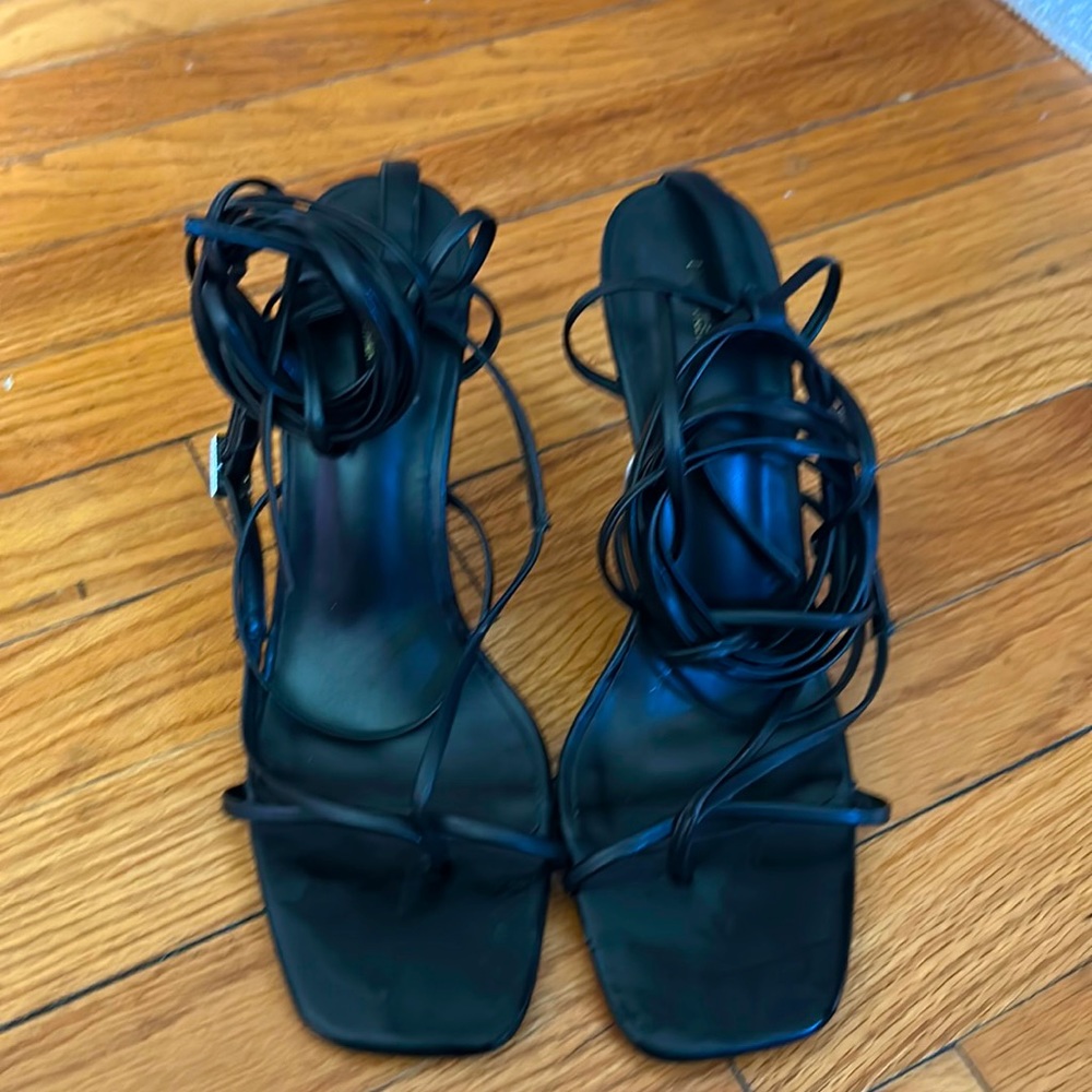black lace up heels